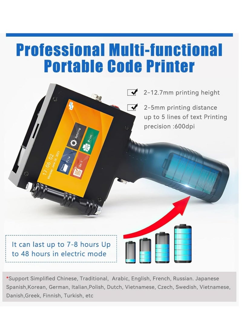 Demin - Arabic Portable Intelligent Upgraded Handheld Inkjet Printer Gun with 4.3-Inch LED Touch Screen, Quick-Drying Inkjet Coding Machine for QR Code/Barcode/Production Date Time/Logo Batch Number - Image 1