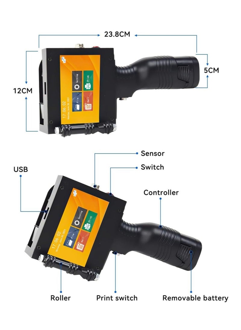 Demin - Arabic Portable Intelligent Upgraded Handheld Inkjet Printer Gun with 4.3-Inch LED Touch Screen, Quick-Drying Inkjet Coding Machine for QR Code/Barcode/Production Date Time/Logo Batch Number - Image 1