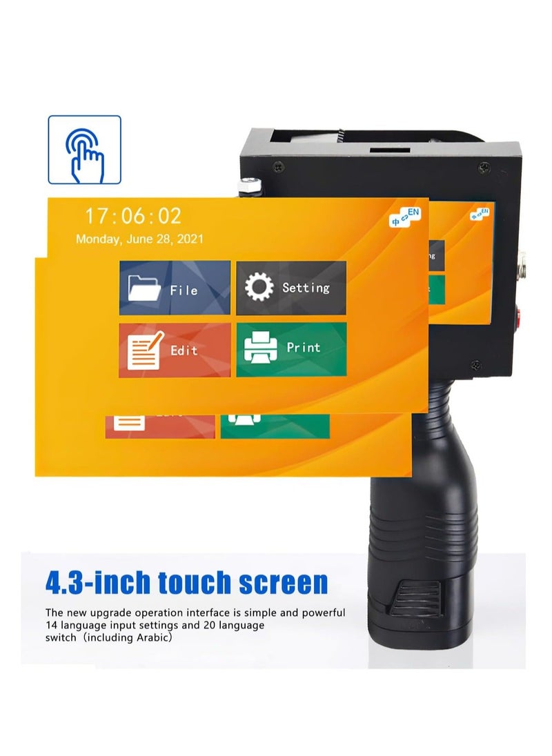 Demin - Arabic Portable Intelligent Upgraded Handheld Inkjet Printer Gun with 4.3-Inch LED Touch Screen, Quick-Drying Inkjet Coding Machine for QR Code/Barcode/Production Date Time/Logo Batch Number - Image 1