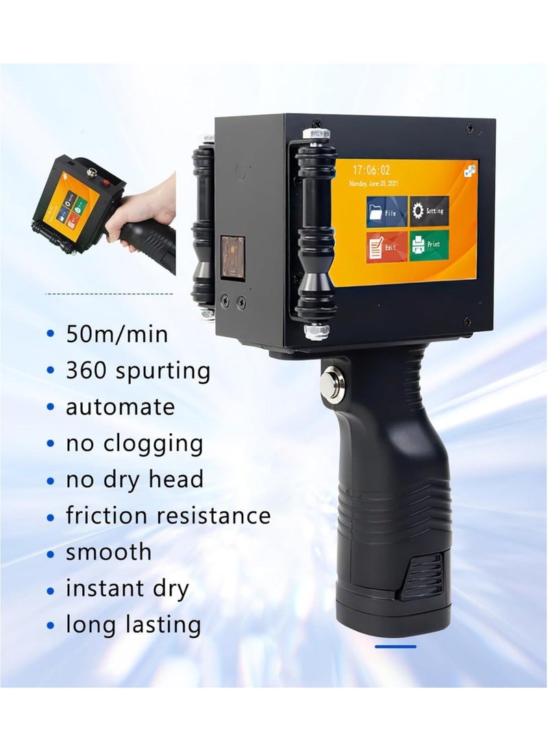 Demin - Arabic Portable Intelligent Upgraded Handheld Inkjet Printer Gun with 4.3-Inch LED Touch Screen, Quick-Drying Inkjet Coding Machine for QR Code/Barcode/Production Date Time/Logo Batch Number - Image 1