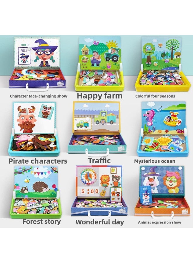 Magnetic Puzzle Children's Brain Toys 3-6 Years Old Baby Girls Boys Magnetic Stickers Kindergarten Early Education-Color:ZKB-Pirate Characters - Image 3