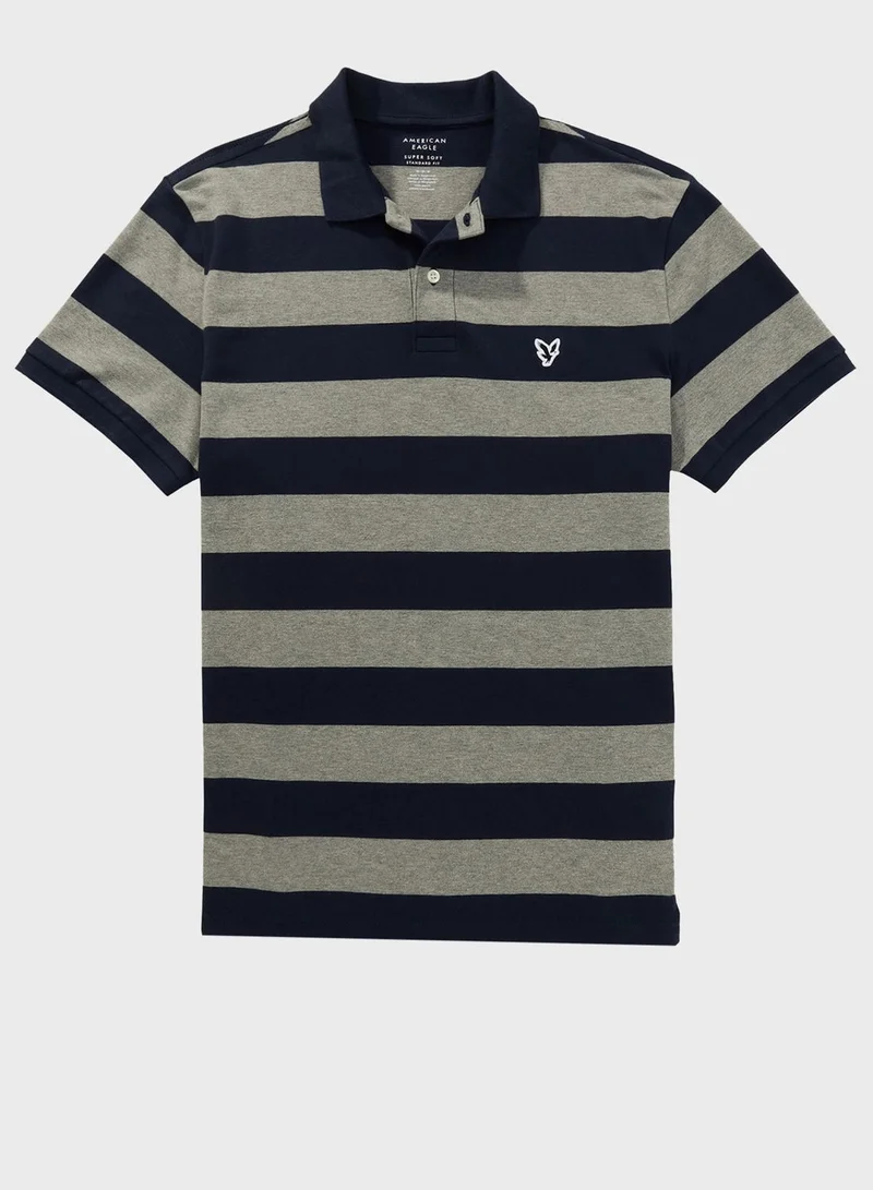 امريكان ايجل Essential Striped Polo Shirt