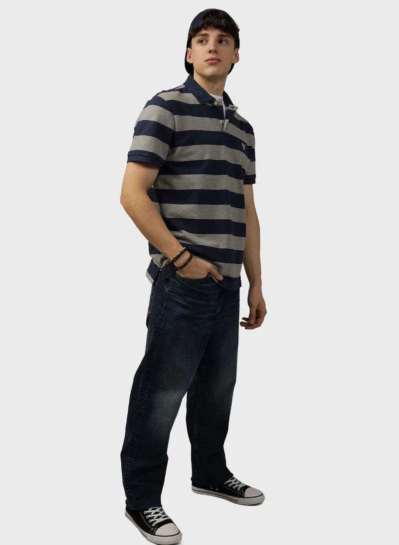 امريكان ايجل Essential Striped Polo Shirt