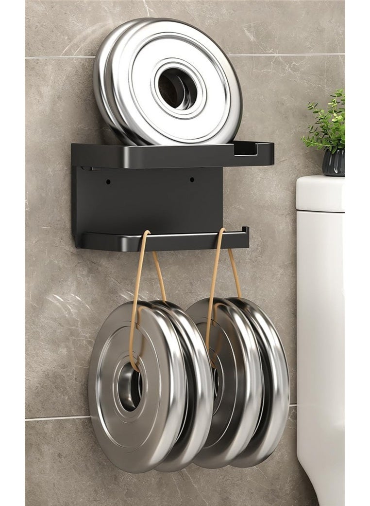 HOMESTAR Toilet Paper Holder Wall Mount, Bathroom Tissue Holder With Shelf, Toilet Paper Roll Holder For Bathroom, Black - Image 3