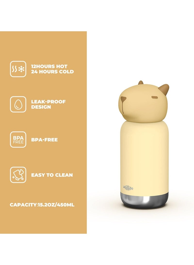 Utilife Zoofiesta Kids Water Bottle - Capybara Design - Leak-Proof & BPA-Free - Image 2
