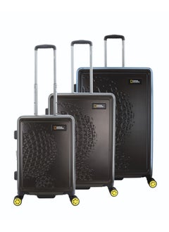NATIONAL GEOGRAPHIC National Geographic Globe ABS Hardshell Luggage Set, Durable Lightweight Travel Suitcase, 4 Double Wheel Trolley Bag with TSA Combination Lock 3pcs Khaki (20+24+28 Inch).  - Image 1