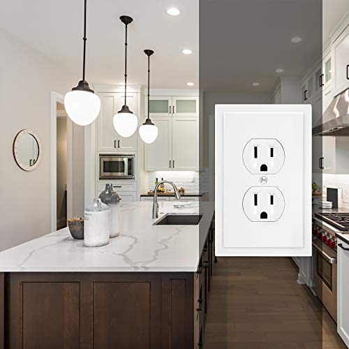 Henne Bery Modern Edge Decorative Wall Plate Switch Plate Outlet Cover, Durable Solid Zinc Alloy (Single Duplex 2PK, Pure White) - Image 5