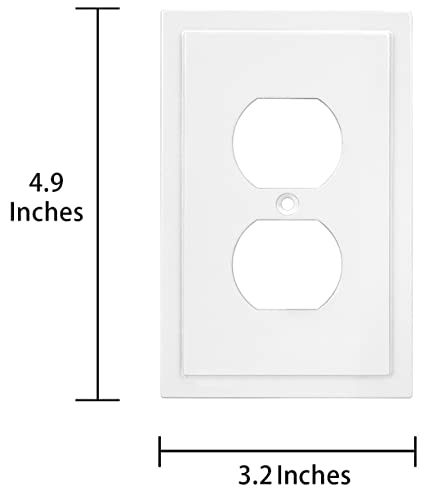 Henne Bery Modern Edge Decorative Wall Plate Switch Plate Outlet Cover, Durable Solid Zinc Alloy (Single Duplex 2PK, Pure White) - Image 3