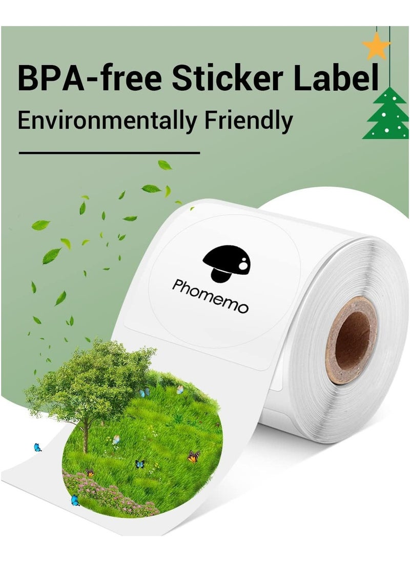 phomemo Multi-Purpose Round Self-Adhesive Label for M200/ M220/ M221 Label Printer, 70x70mm, 110 Labels/Roll (White)  - Image 4