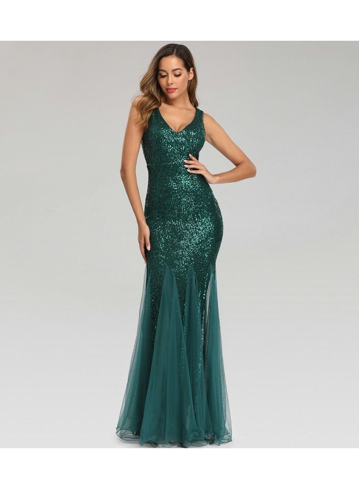 KUYING New Sequin Patchwork Mesh Mermaid Evening Dress  - Image 1