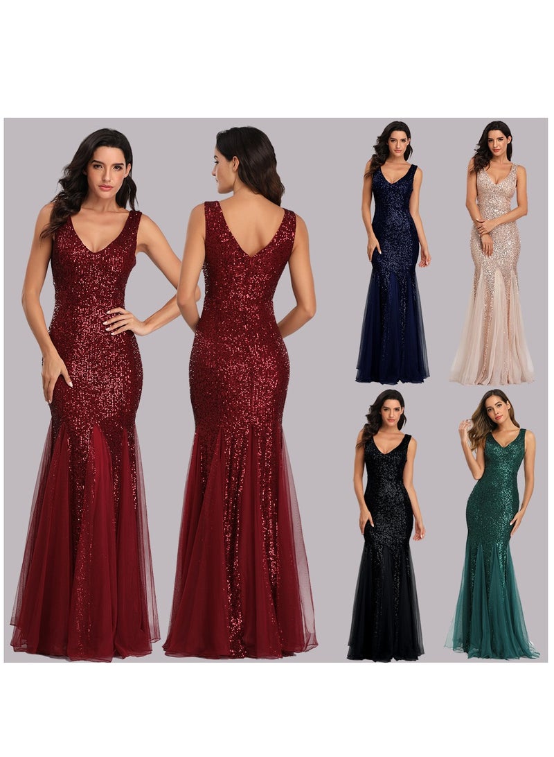 KUYING New Sequin Patchwork Mesh Mermaid Evening Dress  - Image 2