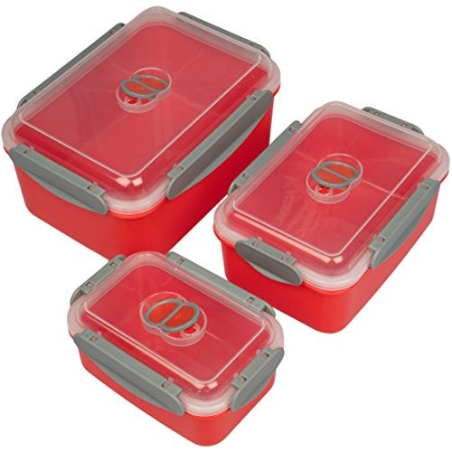 Good Cooking Microwave Food Storage Containers- Set of 3 Nesting Microwave Cookware Meal Prep Containers w Locking Steam Vent Lids- BPA Free, Fridge and Freezer Safe - Image 3