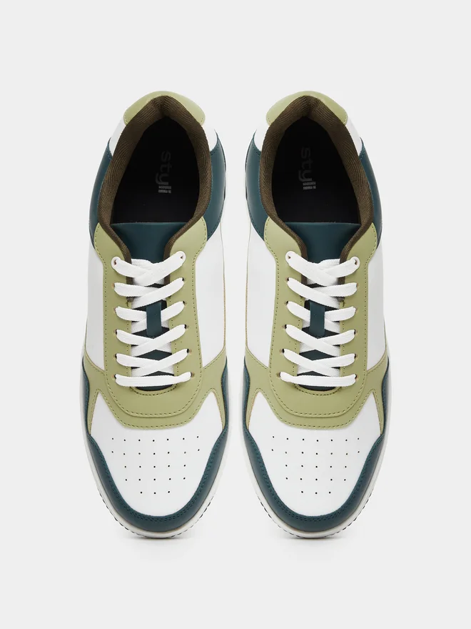 Styli White Men Trendy Color Block Sneakers for Men | Best Price UAE