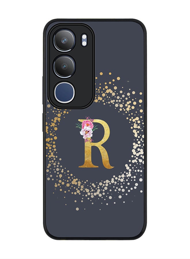 Stylizedd For vivo Y19s / Y19s Pro Case,Slim fit Camera Protection, Shockproof Thin Phone cover  - Custom Monogram Floral - R  (Grey )