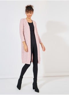 Styli Regular Fit Longline Cable Knit Cardigan  - Image 2