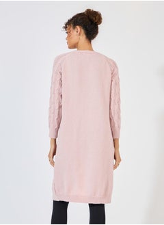 Styli Regular Fit Longline Cable Knit Cardigan  - Image 4