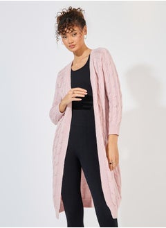 Styli Regular Fit Longline Cable Knit Cardigan  - Image 1