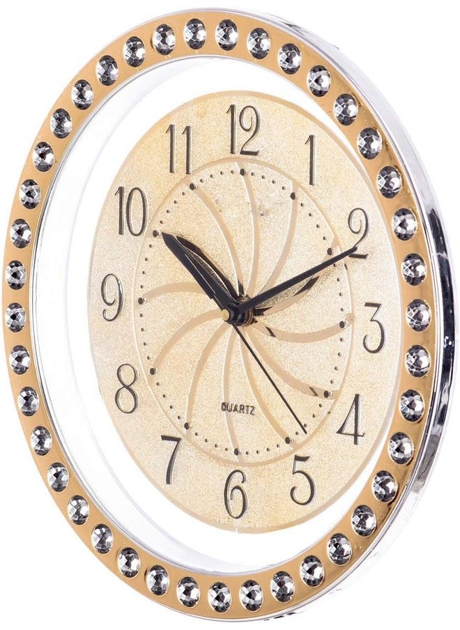 Casa Ricca CHRONIKLE Designer Round Home Decor Golden Color Dial Diamond Style Plastic Analog Wall Clock  - Image 3