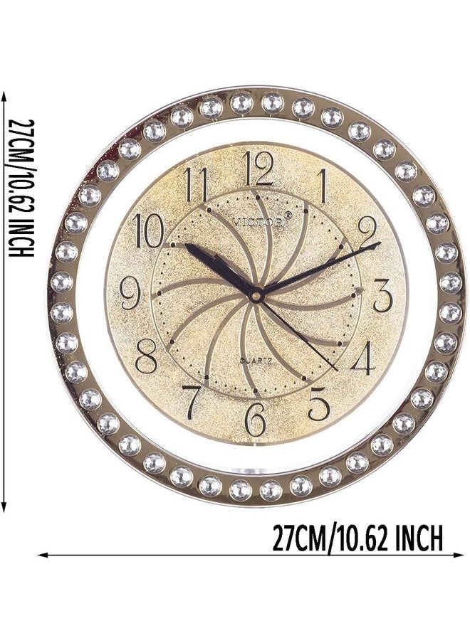 Casa Ricca CHRONIKLE Designer Round Home Decor Golden Color Dial Diamond Style Plastic Analog Wall Clock  - Image 2