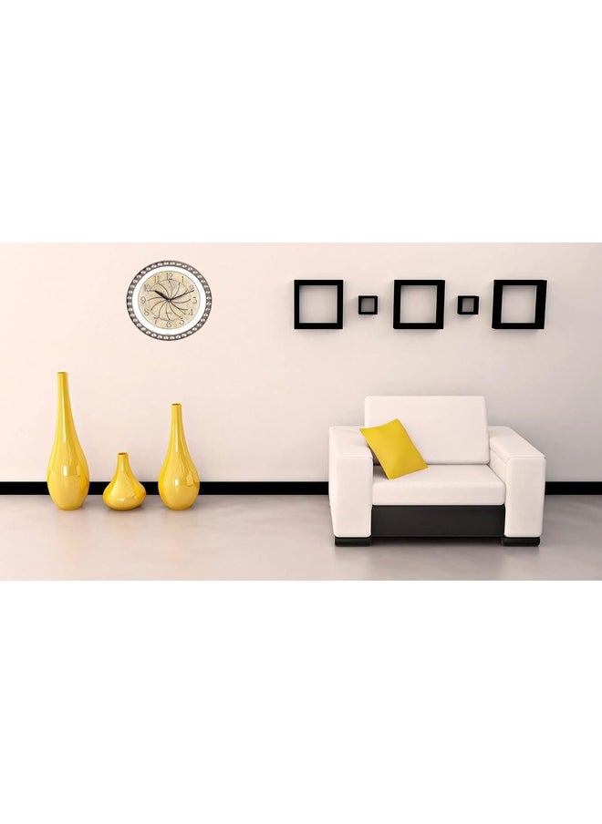 Casa Ricca CHRONIKLE Designer Round Home Decor Golden Color Dial Diamond Style Plastic Analog Wall Clock  - Image 4