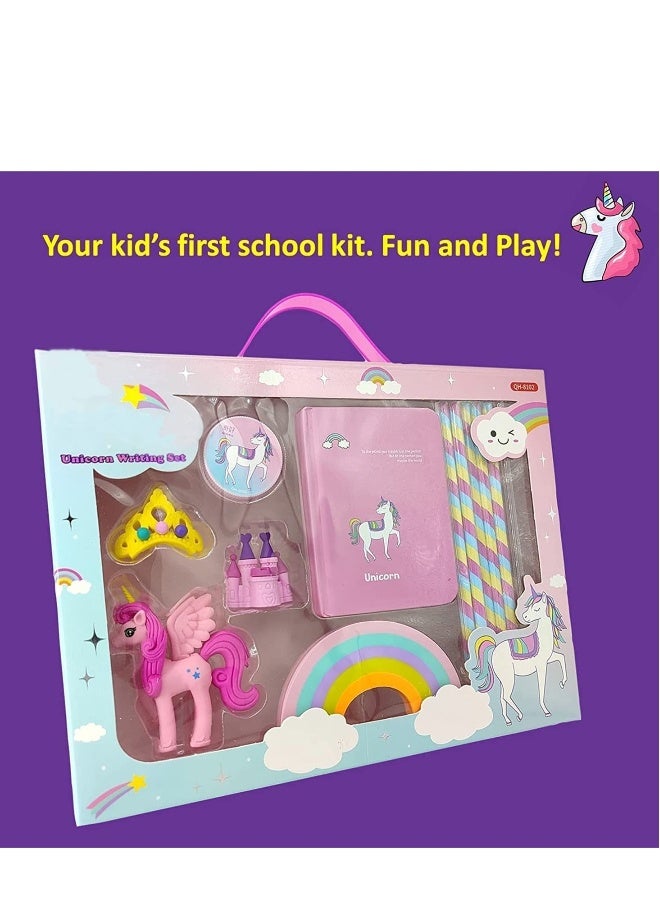 ENTERPRISE Unicorn Stationery Writing Set - Unicorn Diary, Pencils, Sharpener, Unique Erasers for Girls Ages 4-11 Years Old Birthday Party Return Gift Set for Girls Kids (11 Pcs) - Image 5