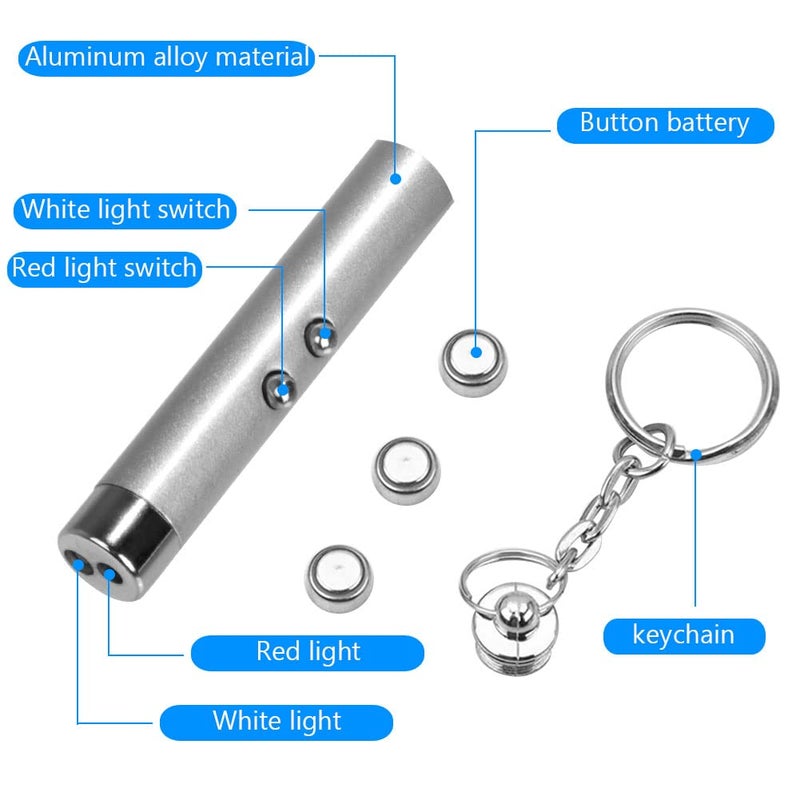 CHUQIANTONG 2-in-1 Cat Pet Toy Red LED Pointer Pen White Flashlight Torch Interactive Training Pen for Cat Dogs - Image 4