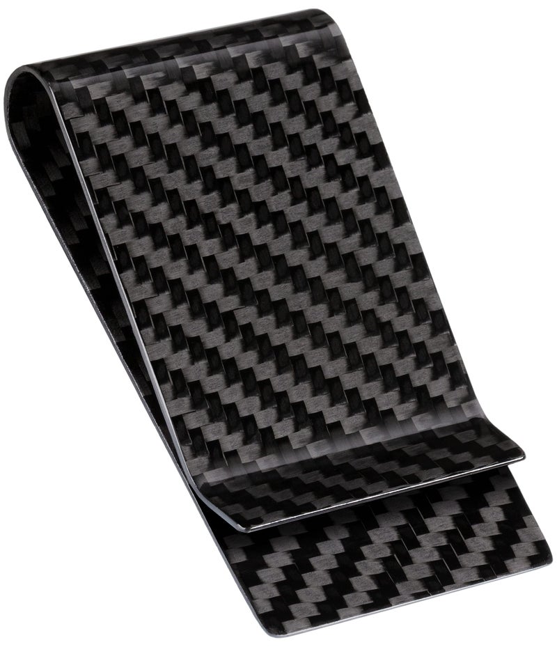 SERMAN BRANDS SERMAN BRANDS Carbon Fiber Money Clip Credit Card Holder Slim Business Front Pocket Clips for Men Black Glossy (Glossy)  - Image 1