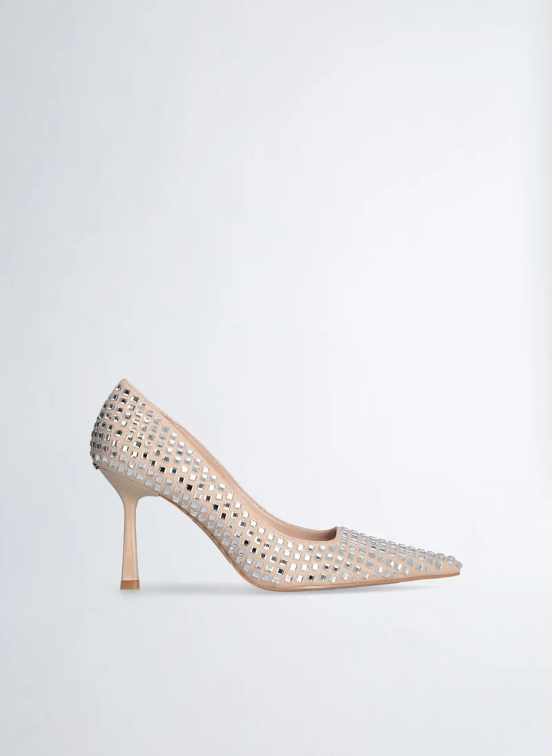 Liu Jo Nude court shoes with all-over rhinestones