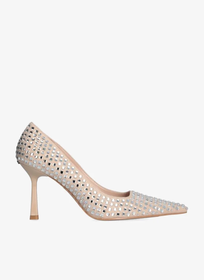 Liu Jo Nude court shoes with all-over rhinestones