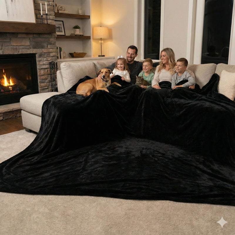 Big Oversized Blanket 120x120 Inches Extra Soft Lightweight Worlds Biggest Blanket Black