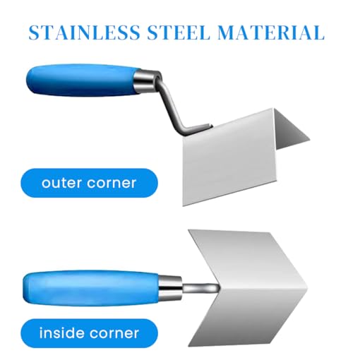 Serplex® 2Pcs Drywall Corner Tool Set, 3 Inch Drywall Outside Corner Trowel and Inside Corner Trowel, Stainless Steel Sheetrock External Corner Trowel & Internal Corner Trowel for Concrete Plastering - Image 2