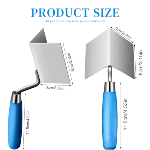 Serplex® 2Pcs Drywall Corner Tool Set, 3 Inch Drywall Outside Corner Trowel and Inside Corner Trowel, Stainless Steel Sheetrock External Corner Trowel & Internal Corner Trowel for Concrete Plastering - Image 3