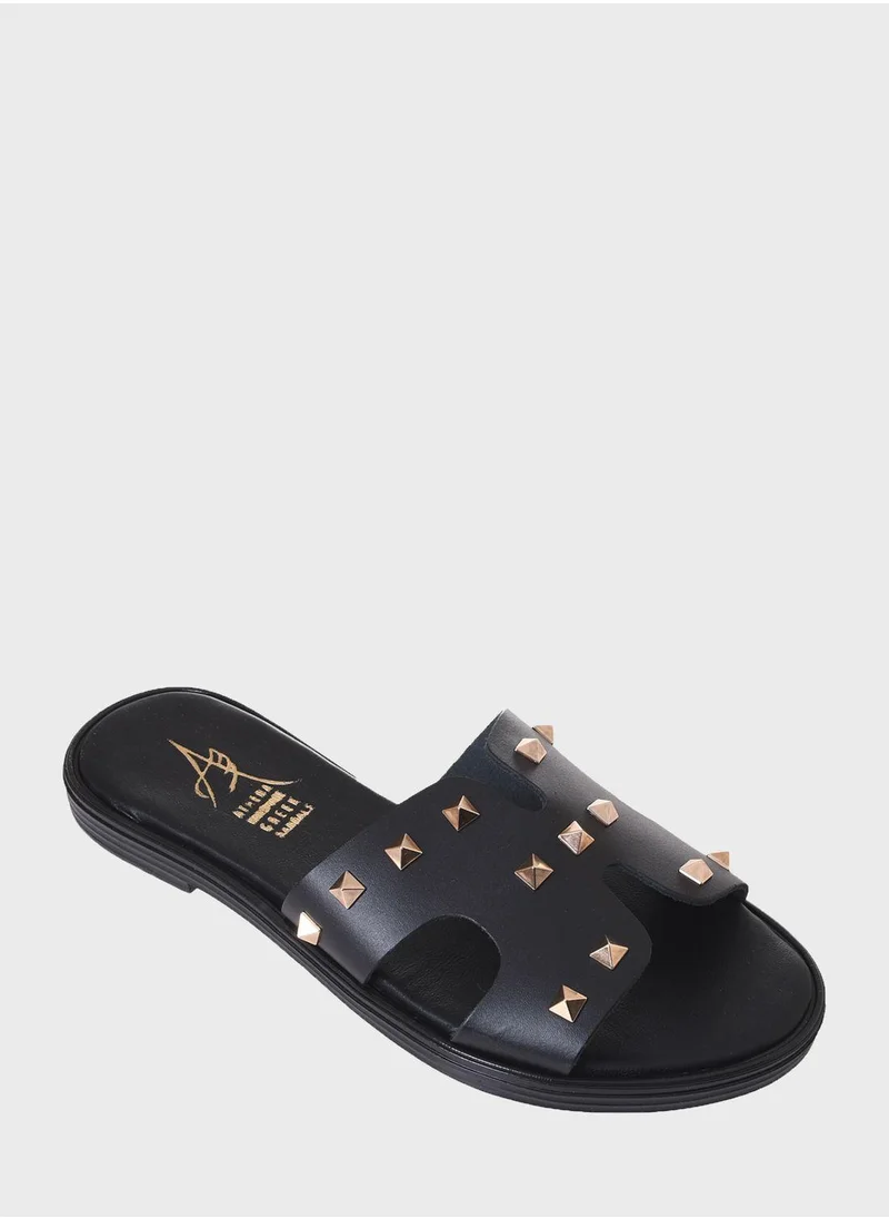Athena Handmade Greek Sandals Stud Flat Sandal