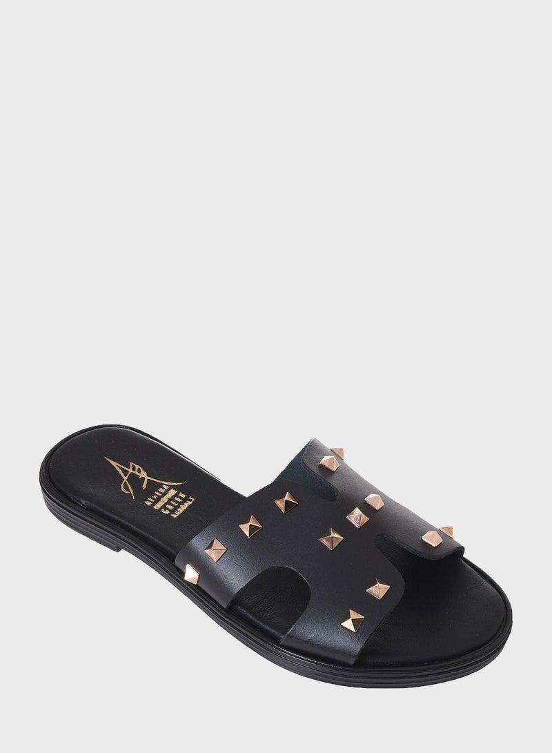 Athena Handmade Greek Sandals Stud Flat Sandal - Image 2