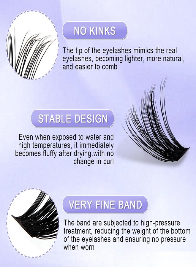 WENDY LASHES DIY lash Extension Kit 60D+80D Lash Cluster Kit with 240 PCS C/D Curl 12-16mm Mixed,Individual Lashes Clusters Lash Band and Seal Cluster Lash Applicator Individual Lashes Kit(60P/80P D12-16mm Kit) - Image 2