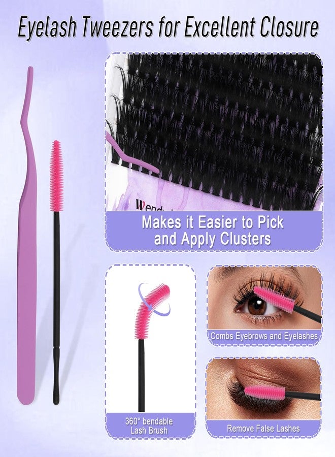 WENDY LASHES DIY lash Extension Kit 60D+80D Lash Cluster Kit with 240 PCS C/D Curl 12-16mm Mixed,Individual Lashes Clusters Lash Band and Seal Cluster Lash Applicator Individual Lashes Kit(60P/80P D12-16mm Kit) - Image 5