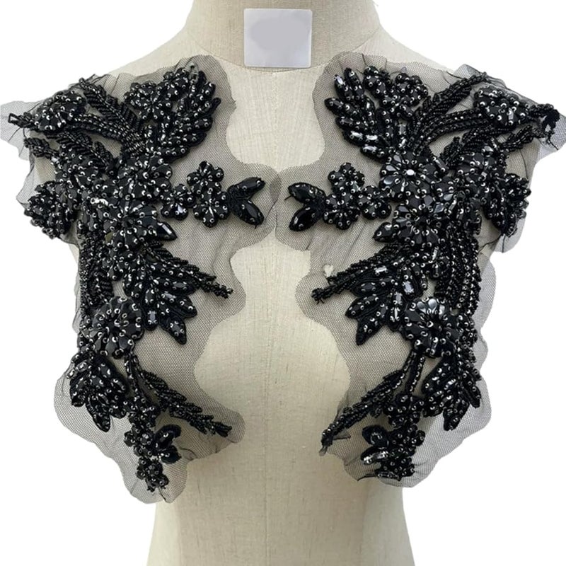 بقع الراينستون الأسود التطبيقية لتزيين فساتين الزفاف والحرف اليدوية - Image 1