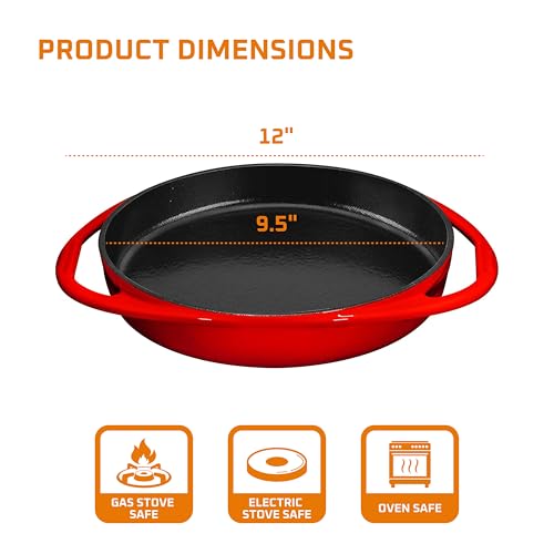 Bruntmor Red Enameled Round Cast Iron Baking Pan - Image 3