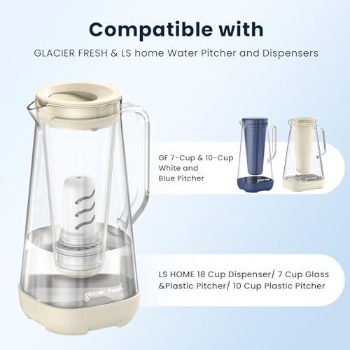 GLACIER FRESH Water Pitcher Filter Replacement for LS Home Dispenser and Pitcher Systems Reduces Chlorine Taste and Odor 2 Membrane Micro and 4 Activated Carbon Ion Exchange Filter - Image 3