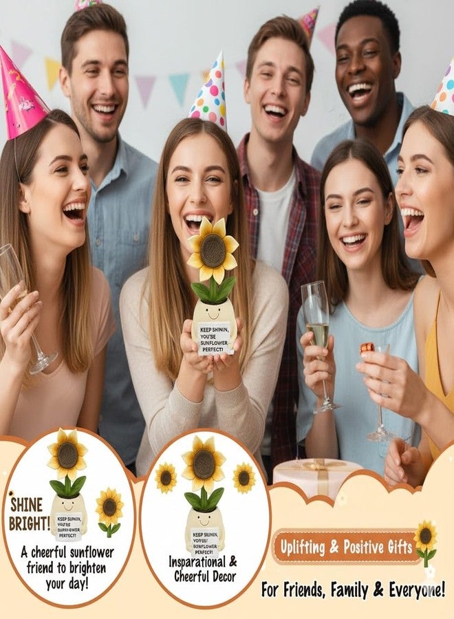 هدايا عباد الشمس الملهمة للنساء والرجال، ديكور مكتب من الراتنج اللامع، تمثال صغير لطيف على شكل أصيص نبات - هدية تشجيعية فريدة من نوعها لزميل العمل أو صديقك، نتمنى لك الشفاء العاجل (عباد الشمس) - Image 4