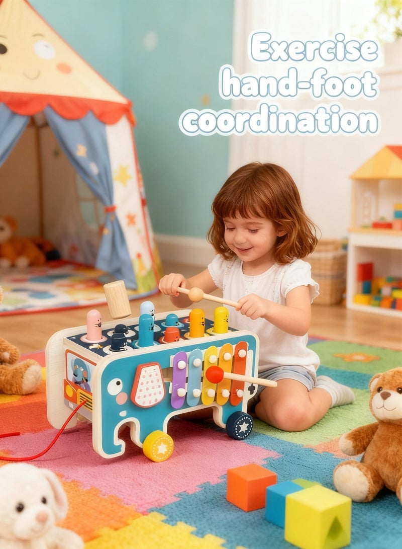 HomKawt Wooden Hammering and Pounding Toys For Toddlers Educational, Birthday Gift, Whack a Mole Game for Toddlers, Xylophone Gopher, Mouse and Hamster, Gift for Kids Aged 3+ - Image 1