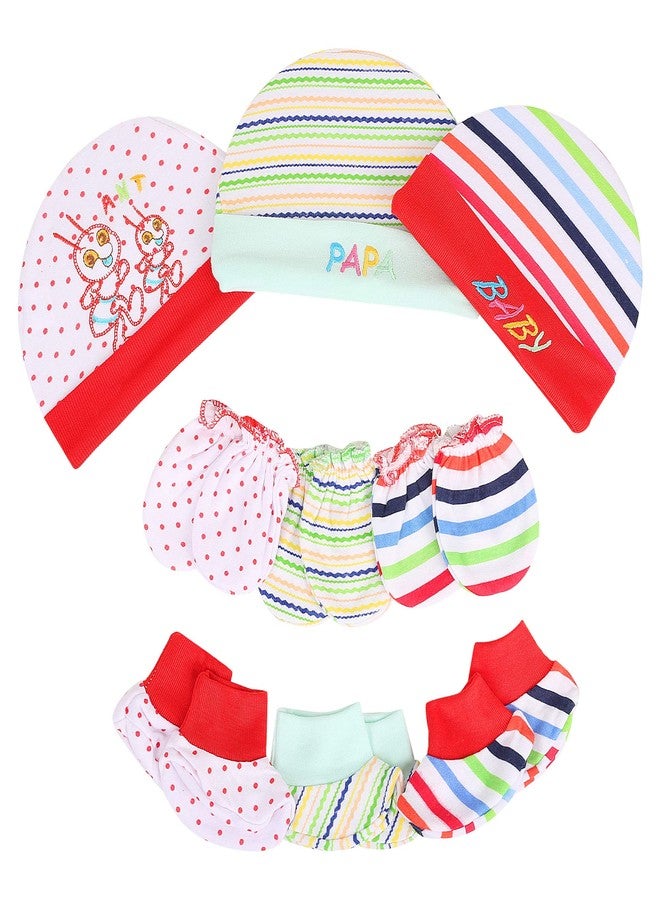 obbi Baby Hosiery Cap Booty and Mitten Set for Infants Combo Pack (Multicolor (Pack of 3), 0-3 Months) - Image 1