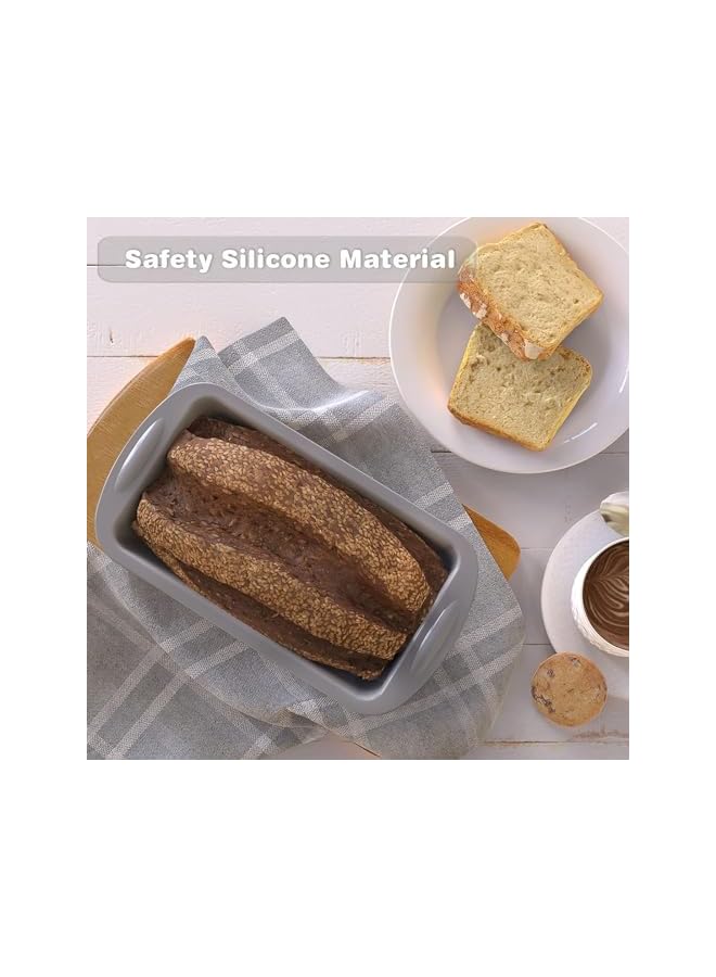 S-TOP Bread Loaf Pan, Silicone Bread and Loaf Pans for Baking Bread With Spatula & Pastry Brush, Nonstick Cake Baking Mold For Homemade Cakes, Meatloaf, Quiche And PoGreen Tigerd Cake, Grey - Image 3