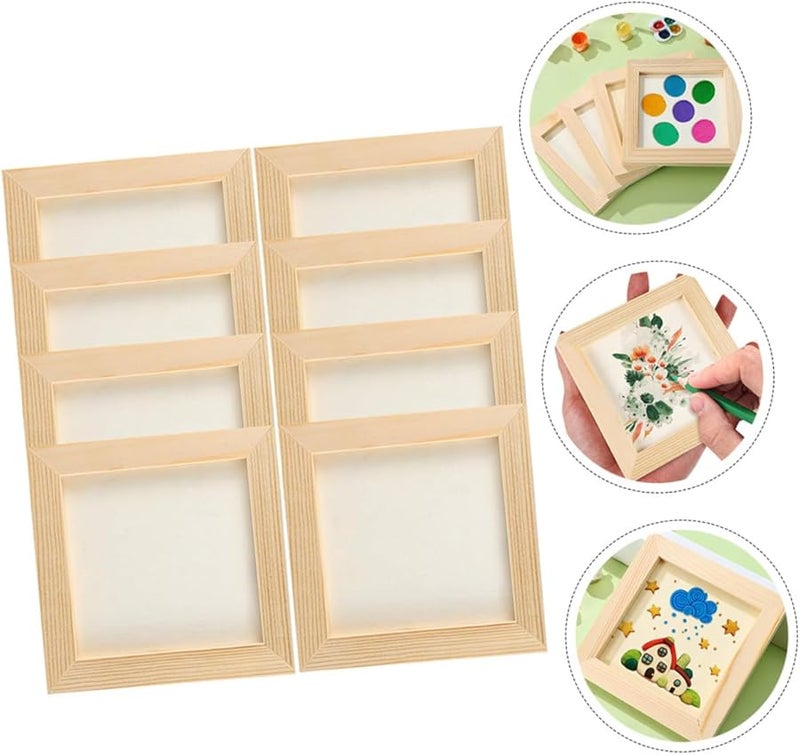 Cabilock 8 Pcs DIY Wooden Clay Frames 12X12CM For Painting Art Projects Smooth Surface - Image 4