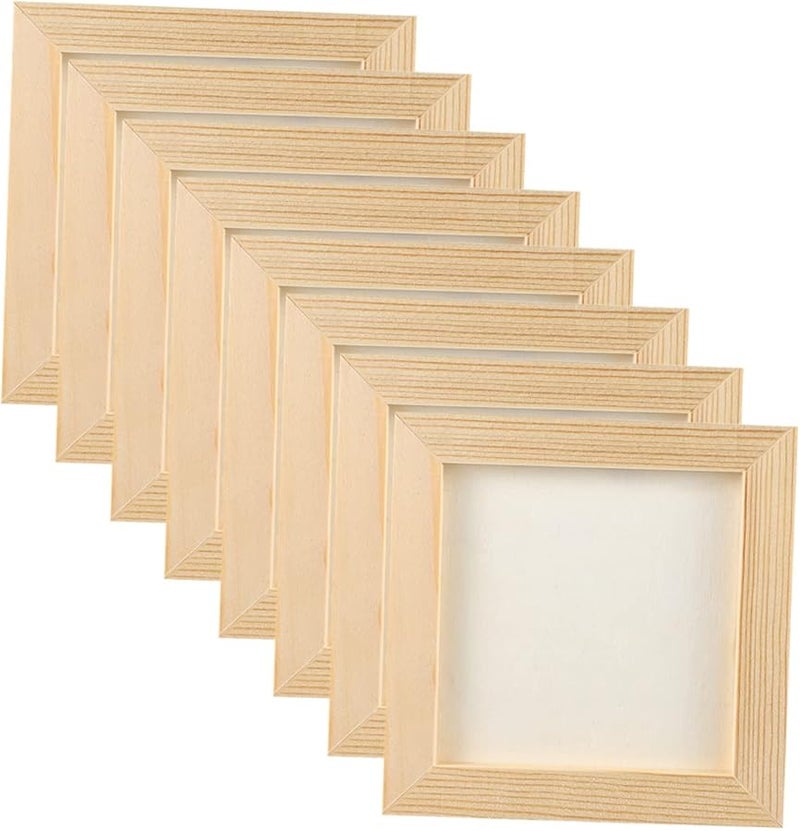 Cabilock 8 Pcs DIY Wooden Clay Frames 12X12CM For Painting Art Projects Smooth Surface - Image 2