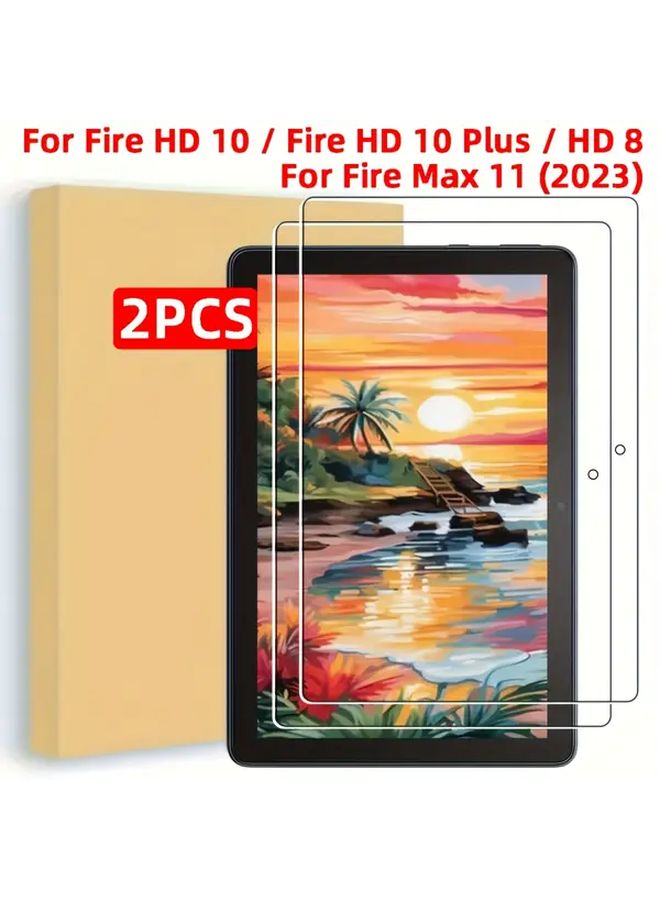 2 Pack Tempered Glass Screen Protector For Fire HD 8 2016 2017 2018 Scratch Resistant High Definition - Image 1