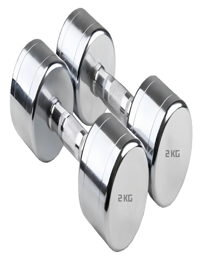 Kiraro Steel Dumbbell Set (2Kg 2.5kg, 3kg,4kg, 5kg, 7.5kg) 1 Pair Dumbbells, Steel Dumbbells, Home Gym Fixed Weight Dumbbell (Silver, 2KG X 2PCS) - Image 1