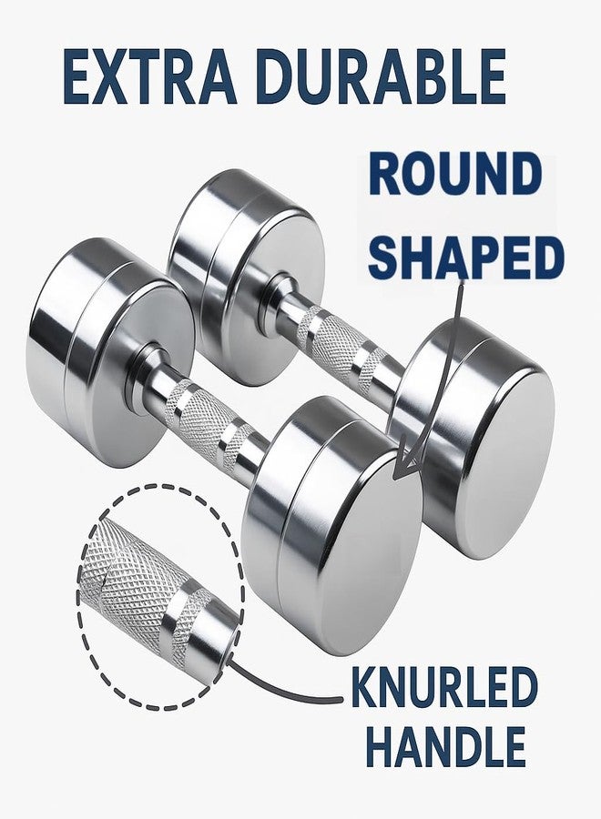 Kiraro Steel Dumbbell Set (2Kg 2.5kg, 3kg,4kg, 5kg, 7.5kg) 1 Pair Dumbbells, Steel Dumbbells, Home Gym Fixed Weight Dumbbell (Silver, 2KG X 2PCS) - Image 2