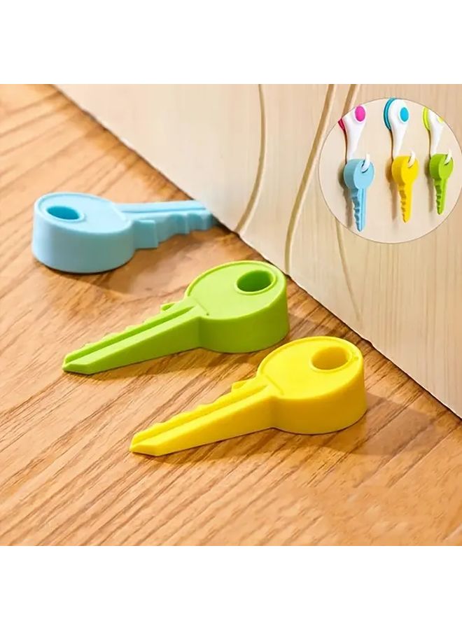 Blue Door Stopper with Key Lock Anti Slam Security Wedge for Home Office Hotel - Image 1
