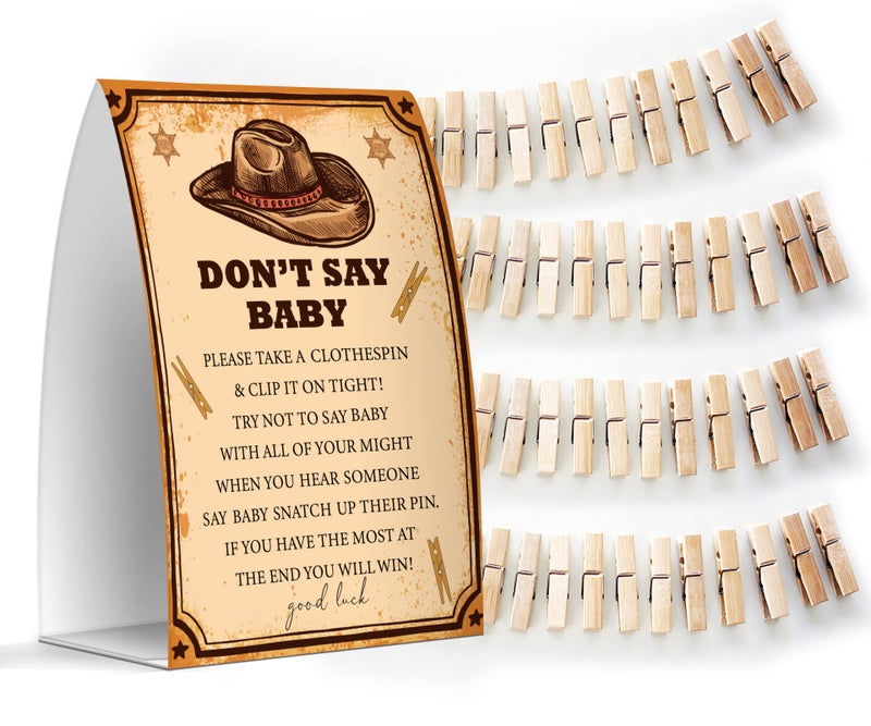 Dont Say Baby Set  One 5x7 Sign and 50 Mini Clothespins Baby Shower Games Baby Shower Decoration Gender Neutral Baby Shower  MsJb020
